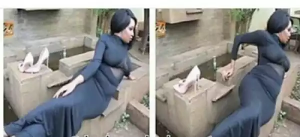 Oh Lord! See What Happened To This Lady While Trying To Take A Photo